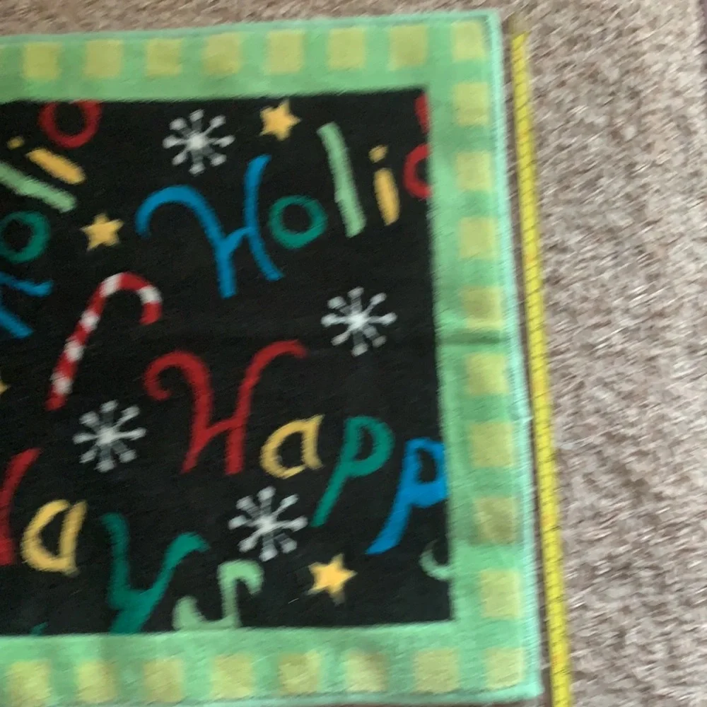 Happy Holidays Throw Rug Festive Christmas Colorful Whimsical Soft Accent